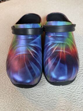 Anywear Zone Non Slip Clogs,  Women Tie Dye Nurse  & Food Service Shoes Size 7
